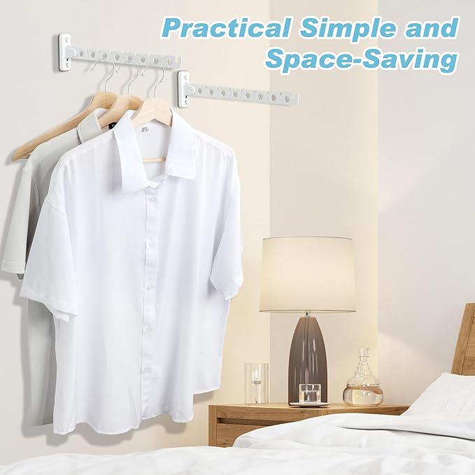 Alise Cloths Drying Rack Wall Mounted,Stainless Steel Folding Laundry Hanging Racks,Swivel Space Saving Clothes Hanger Rack for Bedroom Bathroom Laundry,Matte White,Double Pack