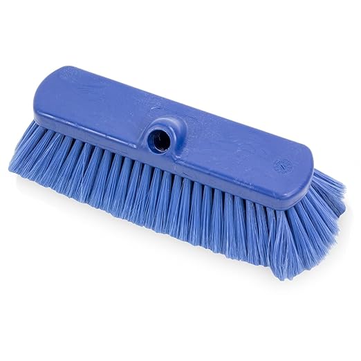 SPARTA 41278EC14 Flo-Thru Plastic Wall Scrub Brush, Equipment Brush With Soft Nylex Bristles For Industrial Kitchens, Hospitals, Commercial Cleaning, 4 Inches, Blue