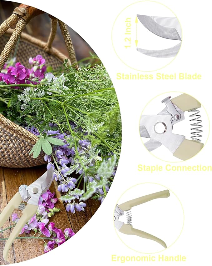 Pruning Shears for Gardening, 4 Pack Garden Scissors for Cutting Fresh Flowers, Floral Clippers for Plants, Fruits (Yellow)