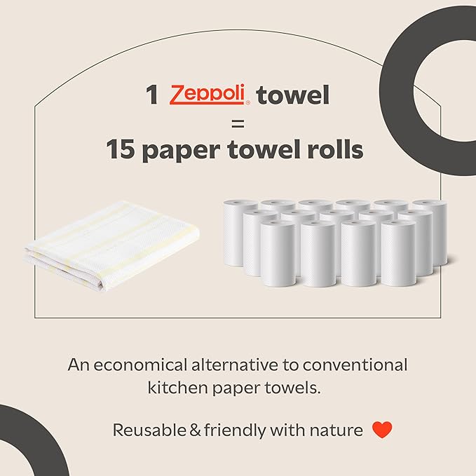 Zeppoli Classic Kitchen Towels - 6 Pack 100% Natural Cotton Towel Set, Reusable Wash Cloths, Absorbent Dish Towels, Machine Washable Hand Towels, Kitchen Essentials, 20” x 28” - Pastel VAR