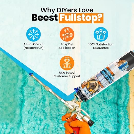 BEEST FullStop Spray Foam Insulation for Wall & Attic (480 Board ft/sq.ft) Perfect Heat & Acoustic Proofing for Reduced Energy Bills - One Component Polyurethane Foam Insulation Can, 24 Pack (26.8 oz)