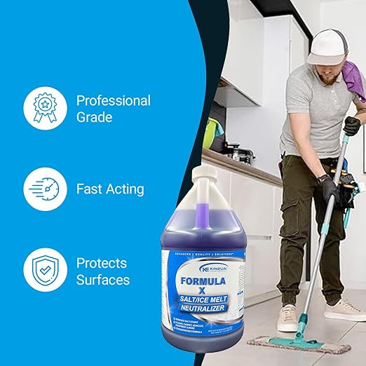 KINZUA ENVIRONMENTAL Formula-X Concentrated Salt Stain Remover & Surface Protector, Professional Salt Remover for Floors, Boats, Carpets, Salt Neutralizer for Vehicles Prevents Corrosion, 1 Gallon