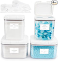 4 Pack Airtight Laundry Detergent Containers & Dryer Sheet Holder with Lids & Scoops, Stackable Laundry Room Organization and Storage for Scent Booster, Powder, Pods