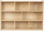 Birch Cubby Storage Organizer Bookcase, 3-Tier Open Shelves, 8-Cube Storage Organizer Display Shelf for Montessori, Kids Room, School, 34" H