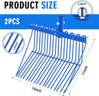 Tandefio 2 Pack Pitchfork Replacement Head Metal Horse Manure Rake Gardening Pitch Fork with Angled Tines for Horse Stall Poop Picking up(Blue)