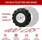 (2 Pack) 13x5.00-6" Tiller Tire and Wheel-Heavy Duty,3/4" Axle & 3-1/8" Centered Hub, Compatible with Craftsman, Troy-Bilt, Lawn Tractors & Tillers – Replacement for Garden, Farm, Landscaping