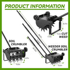 Rotary Cultivator Tool, 2-in-1 Garden Weeder and Crumbler Soil Tiller for Gardening, Hand Garden Tiller with 66.5 Inch Adjustable Foam Handle