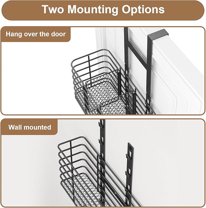 5-Tier Over The Door Bathroom Organizer - Hair Dryer Holder - Hair Tool Organizer Adjustable Height, DIY Bathroom Storage Shelf Wall Mounted for Flat/Curling Irons, Straighteners, Skincare