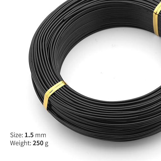 Black-1.5-Anodized Aluminum Bonsai Training Wire 250g Large Roll,Many Size to Choose,KSVZS Bendable Metal Wire for Crafts,Sculpting,Armature and Daily Use,Necessities for Family
