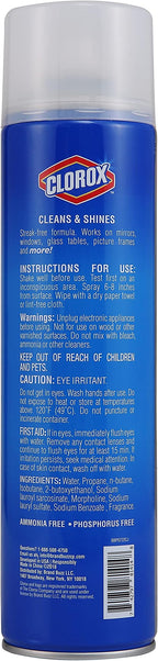 Clorox Foaming Glass Cleaner Aerosol | All Purpose Window And Glass Cleaner Spray | Washes Away Dirt | Streak-Free & No-Drip formula Glass Cleaners for Windows and Mirrors, 22 Oz - 1 Pack