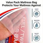 2 PK 4Mil Heavy Duty Full/Twin XL/Twin Mattress Bags for Moving,Clear Plastic Mattress Bags for Storage, Full/Twin Mattress Cover for Moving