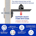 Drywall Anchor with Included Bolts for 1/4-20 Fastener Size, Wall Anchors Drywall Heavy Duty for TV Mounting, Hollow-Wall Anchors Screws Kit Holds Up to 270 Pounds Each in 1/2-in Drywall-22 Pack