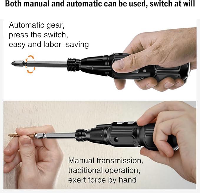 Electric Screwdriver Cordless Rechargeable Power Screwdriver Set, Portable Automatic Home Repair Tool Kit with LED Lights & USB Charging Cable for Men (3PCS)