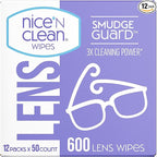 Nice 'N CLEAN SmudgeGuard Lens Wipes (600 Total Wipes) | Individually-Wrapped, Pre-Moistened, Ammonia-Free Lenses Wipes | Lens Cleaning Wipes for Eyeglasses, Camera Lens, Goggles, Sunglasses