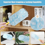 40 Count 360° Heavy Duty Duster Refills Compatible with Swiffer, Large Size-Extra Thick Disposable Electrostatic Duster Refill with 1 Short Handle for Furniture, Blinds, Ceiling Fans