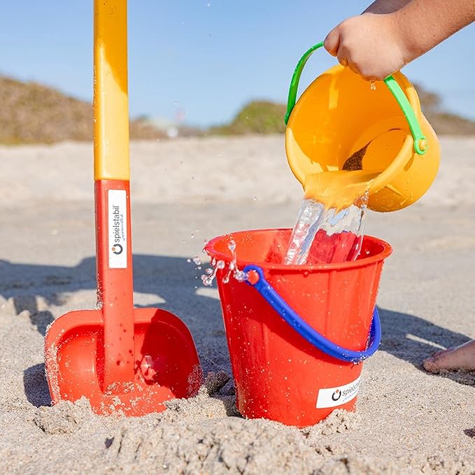 Spielstabil Large Sand Pail Beach Toy - 2.5L German-Made Sand Bucket - Kids Beach Essentials, Toddler Outdoor Toys, & Sandbox Toys - Colors Vary