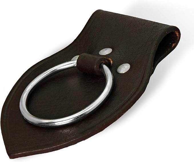 Armory Replicas - Genuine Rawhide Leather Universal Axe Frog - Medieval Hand Crafted O-Ring Funcitonal Outdoor Costume LARP Weapon Holder