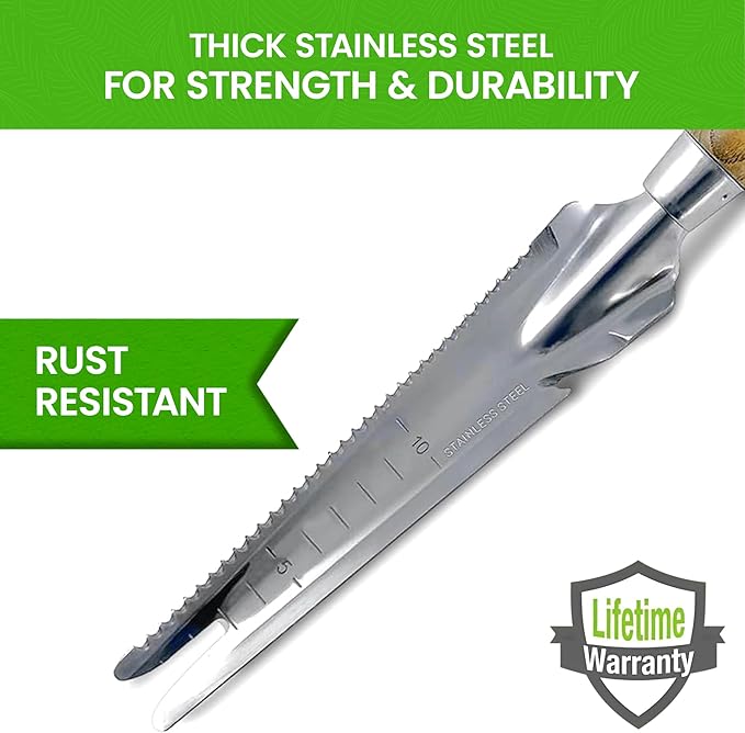 Garden Guru Hand Weeder Trowel with Ergonomic Handle – Stainless Steel Weeding & Digging Knife – Rust Resistant - Perfect for Weeding, Transplanting, Digging, Pruning, Cutting
