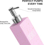 Cisily Dish Soap Dispenser, 12 fl oz Kitchen Soap Dispensers with Sponge Holder, Gold and Silver Pump Pink Glass Kitchen Soap Dispenser Set, Hand and Dish Soap Bottle Set, Pink Decor Accessories