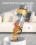 AIPOWAY Vacuum Cleaners for Home, 650W 55KPA Cordless Vacuum Cleaner, 75 Mins 2L Double Dustcup Stick Vacuum Cordless Rechargeable, Anti-Tangle & Wall Mount Charging, for Hard Floors Carpet Pet Hair