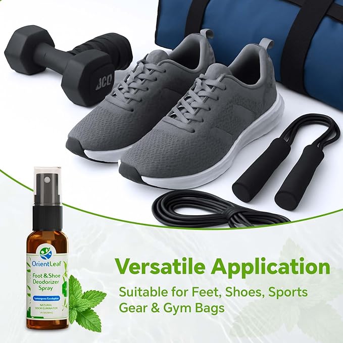 Shoe Deodorizer Spray 4 Fl Oz & Travel Size 1 Fl Oz, Shoe Spray for Smelly Shoes Eucalyptus Lemongrass