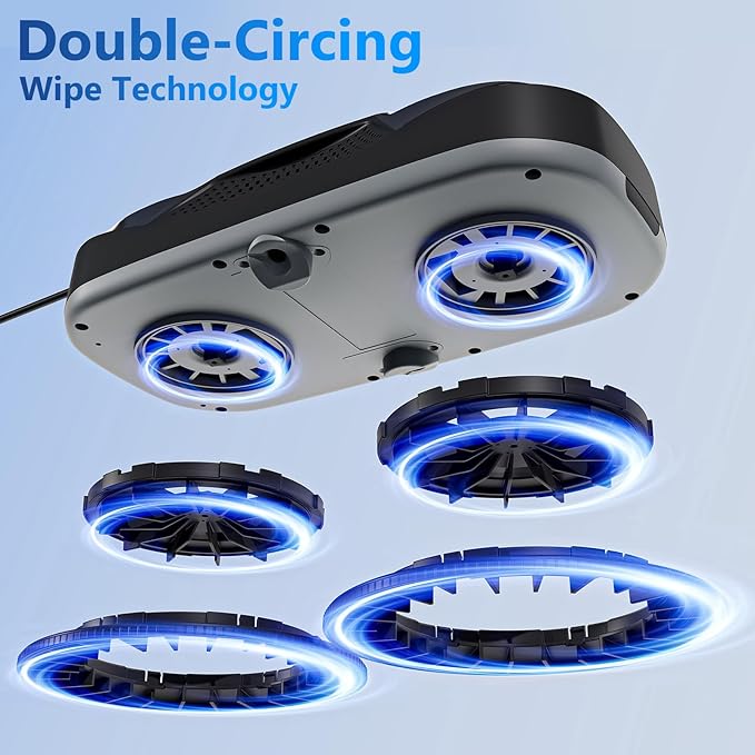 Tosima W5 Window Cleaning Robot, Dual Direction Auto-Spray Smart Window Cleaner with Triple Safety System, Smart Navigation, Remote Control, for All Smooth Surfaces, with 8 Rags, Black