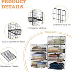 7-Tier Stackable Closet Organizers and Storage Shelves, Foldable Closet Shelf Organizer System, Stackable Storage Bins Drawers for Closet Organizer System, Black(Patent Pending)