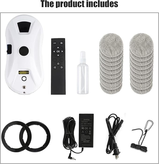 Lntelligent Water Spraying Window Cleaning Robot Fully Automatic AI Path Planning Remote Control Glass Cleaning Robot 3 Cleaning Modes Anti Slip System (White)