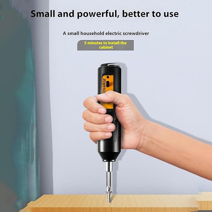 Electric Screwdriver, Mini Portable Automatic Home Repair Tool Kit with Led Light, USB Rechargeable Cordless Magnetic Screwdriver (01)