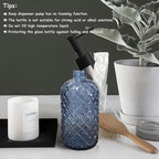 Blue Glass Dish Soap Dispenser for Kitchen, 12oz Refillable Liquid Hand Soap Dispenser Set, Crystal Lotion Bottle for Modern Home Decor, Bathroom Countertop, Hotel