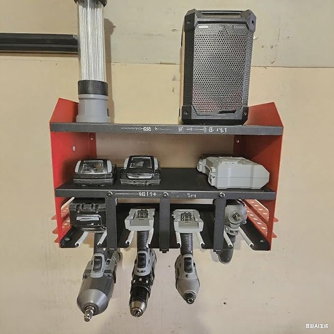 Power Tool Organizer Wall Mount, Utility Racks 3 Layers Storage Rack, Mini Chainsaw, Heavy Duty Iron Garage Tool Organizer Storage for Workshop Shed Pegboard Basement