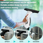 Window Vacuum Squeegee Cordless, Rechargeable Window Vac with Spray/Squeegee/Vacuum, Electric Cleaning Tool for Windows, Tiles, Mirror, Countertop, Car Windshield, Glass, Shower Wall