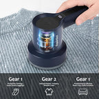 SUPER LINT Electric Fabric Shaver, Sweater Shaver with LED Display, 6-Leaf Blades, Clothes Brush, 3-Speeds for Removing Fuzz and Pill Form Clothing, Couch, Furniture, Navy Blue