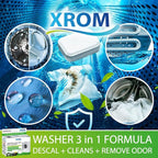 XROM Plant Based, Washer Cleaner And Descaler, Removes Odors, Limescale & Detergent Build-Up, Removes Hard Water Stains, For Front and Top Load, 6 Per Pack (Lemon)