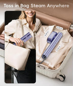 Travel Steamer for Clothes, 100-240V Dual Voltage Portable Garment Steamer, 1000W Travel Size Handheld Steamer & Iron 2 in 1 for Global & Europe Travel, Business, Home, Blue