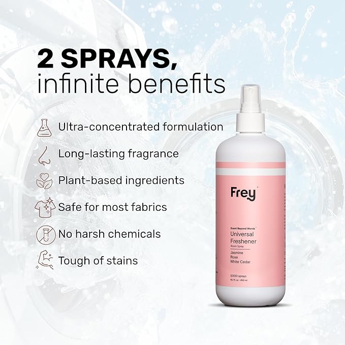 FREY Air Freshener Spray – Jasmine Rose & White Cedar | Natural Deodorizer & Odor Eliminator | Pack of 2