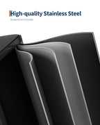 GarveeHome 2 x 10.6 gal (2 x 40 L) Double Kitchen Trash Can, Stainless Steel Large Trash Can w/Soft-Close Lid & Recycle Bin Combo, Step-on Metal Garbage Cans, PP Inner Buckets, Liner Rim, Black