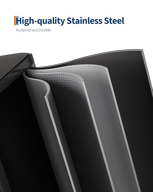 GarveeHome 2 x 10.6 gal (2 x 40 L) Double Kitchen Trash Can, Stainless Steel Large Trash Can w/Soft-Close Lid & Recycle Bin Combo, Step-on Metal Garbage Cans, PP Inner Buckets, Liner Rim, Black