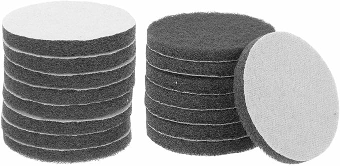 HARFINGTON 16pcs Scrubber Scouring Pads 1200 Grits 4 Inch Drill Power Brush Hoop and Loop Surface Conditioning Disc Drill Scuffing Disc Scrub Pads for Home Kitchen Cleaning, Light Gray