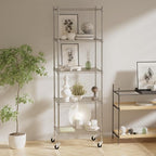 Garage Shelving with Wheels, 5 Tier Shelving Unit and Adjustable Feet, 865 lb High Capacity Rolling Storage Shelf for Kitchen, Office, Dining Room, Garage(23.6"x 17.7"x 72"), Chrome