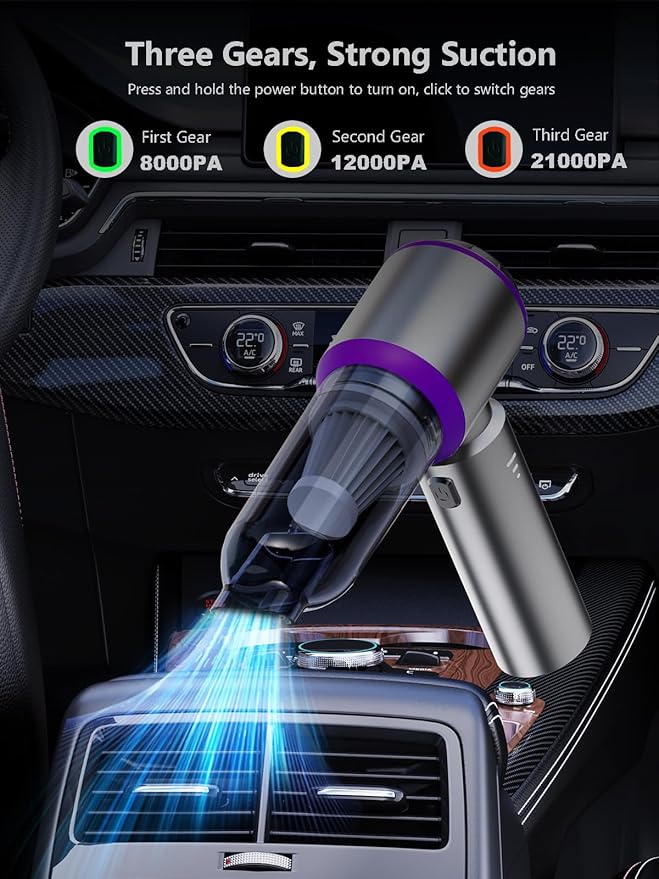 Vacuum/Air Duster 80,000RPM Super Power Mini Car Vacuum Cleaner 4-in-1 air Blower Gun Air Duster & Air Blower & Pump Hand Electric air Duster Handheld dust Blower Blower Cordless (Purple)