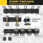 Garage Organization, Garage Tool Organizer Wall Mount with 48 inches Rails and 6 Double-layer Hooks, Tool Organizer Rack For Yard Tools, Shovel, Chair, Snowborad