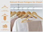 StorageWorks Wooden Hangers 30 Pack, Wood Coat Hangers for Closet, Heavy Duty Clothes Hangers for Suits, Shirts, Pants, Jackets, Natural Wood Color