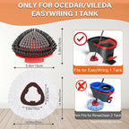 Spin Mop Head Replacement for O Cedar EasyWring 1-Tank System, 2 Mop Replace Heads + 1 Upgrade Scrubber Brush, 100% Microfiber Mop Refills Deep Cleaning Machine Washable