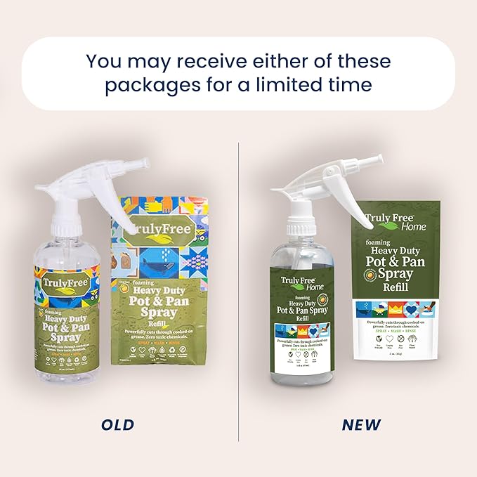 Heavy Duty Pot & Pan Spray - Powerful Foaming Grease Remover, Multi-Purpose Kitchen Cleaner Spray Degreaser for Oven, Stoves, Grill & More, Citrus Scent - Includes 1 Empty Bottle & 2 Refill