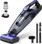 Pet Hair Handheld Vacuum Cordless: 20000PA High Power Car Vacuum with Motorized Brush and LED Light, Rechargeable Hand Held Vacuum Cleaner with Reusable Filter for Car, Home, Office & Pet, Purple