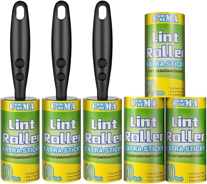 Lint Rollers for Pet & Clothes, Extra Sticky, 3 Handles with 6 Refills, 360 Total Sheets, Lint Roller Set Brush for Dog & Cat Hair Removal, Furniture