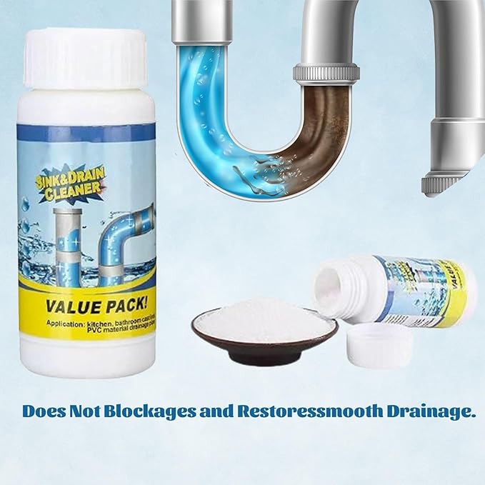 Powerful Sink and Drain Cleaner for Clogged Pipes, Kitchen, Bathroom and Shower (3PCS)