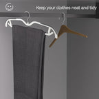60 Pack M-Style Plastic Pants Hangers, Thin Space Saving Hanger with Rubber Pads and 360° Hook - Non Slip Clothes Hangers, Closet Organizer for Camisole, Tank Top, Dresses, Skirt - Gray