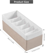 3 Packs Fabric Belt Organizer, 6 Grids Belt Organizer for Closet and Drawer, Foldable Dresser Drawer Organizers,Tie Storage -Beigewhite